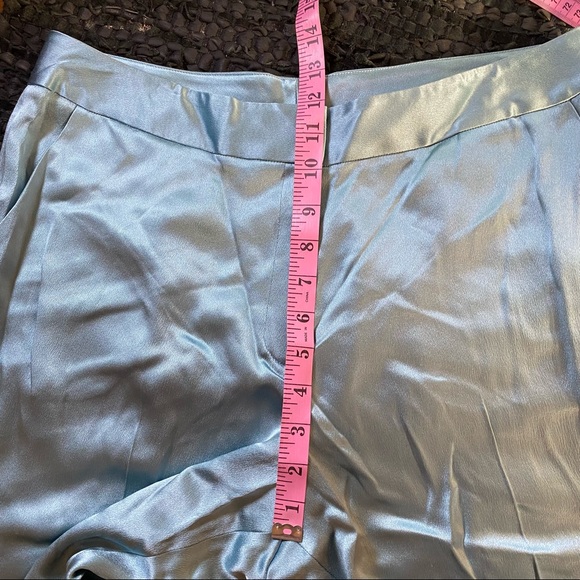vintage silk baby blue pastel high waist trousers with pockets waist 32 x 32 - Picture 9 of 16